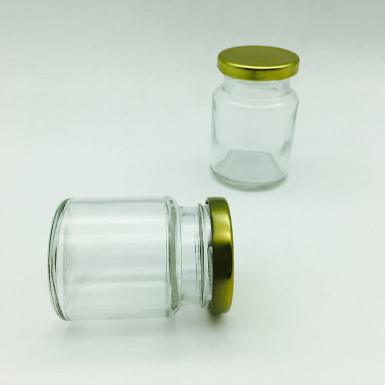 80ml 100ml cylinder glass jar for bird nest , jar glass container bird nests with gold lid