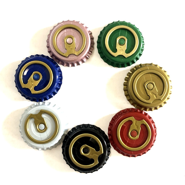 26mm black golden red green blue white beer bottle crown cap for sparkling bottles with pull ring