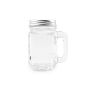 Mini cute 50ml glass handle jar with mason lid for chocolate beans candy