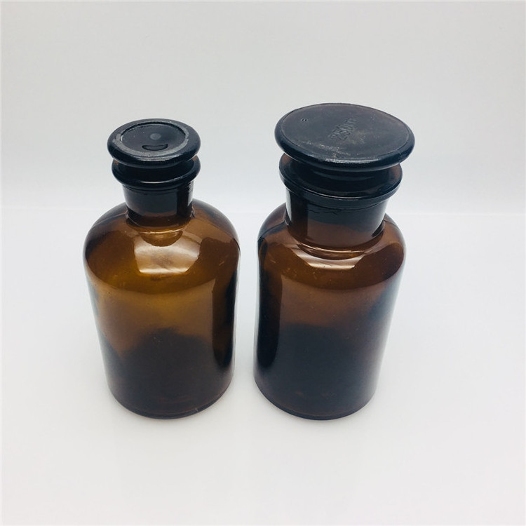 Width and small mouth glass jar with wood cork stopper reagent bottles 125ml