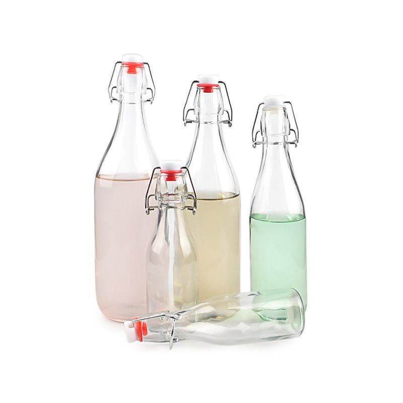 wholesale water soda drink swing top round glass bottles 250ml 500ml 750ml 1000ml