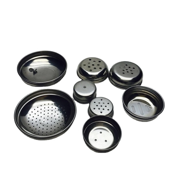 201 304 stainless steel material screw cap shaker lid with hole for salt spice powder shaker condiment seasoning