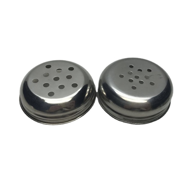 201 304 stainless steel material screw cap shaker lid with hole for salt spice powder shaker condiment seasoning