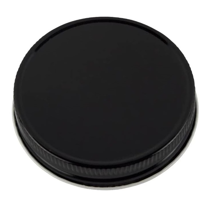 Regular size 70mm black mason jar metal screw cap smooth metal caps