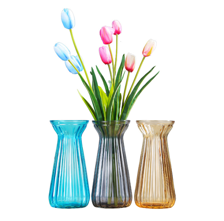 luxury blue green red painting flower glass vase for home decoration wedding