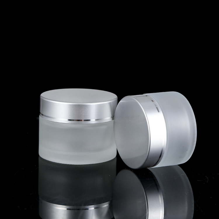 10ml 30ml 50ml 60ml 100ml Round matte frosted body butter skin care cream cosmetic glass jars with silver plastic cap