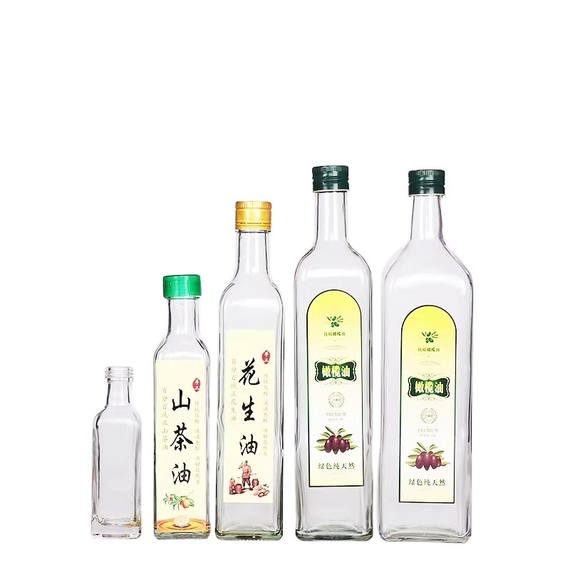 Bulk 100ml 250ml 500ml 750ml 1000ml Empty Square Clear Marasca Cooking Olive Oil Glass Bottles