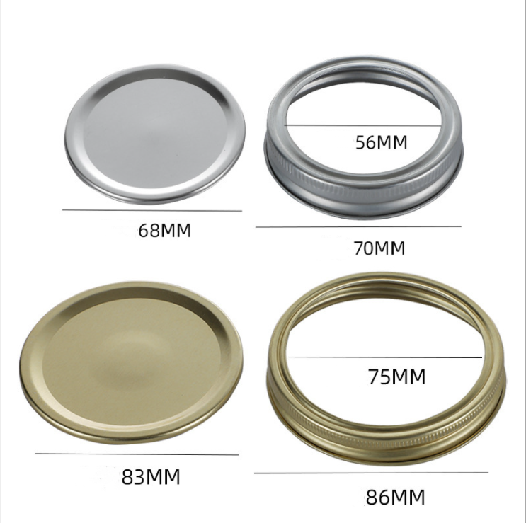 70mm 86mm Reusable fermentation two pieces mason jar lid metal screw caps with boxes pack