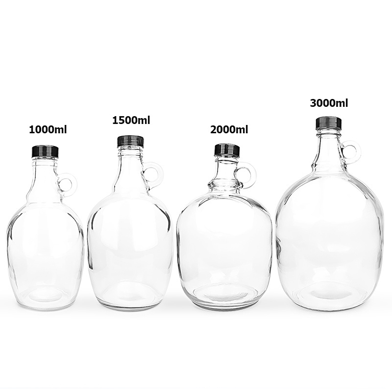 32oz 64oz Glass Gallon Bottle Jugs with Handle and Black Plastic Lids  Ideal for Kombucha, Home Brew, Vanilla Extract, Dis