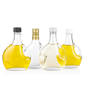 Clear Reusable Glass bottles Milk Potion Juice Sauce Oil Glass Syrup Bottles with Aluminum Lid and Loop Handle