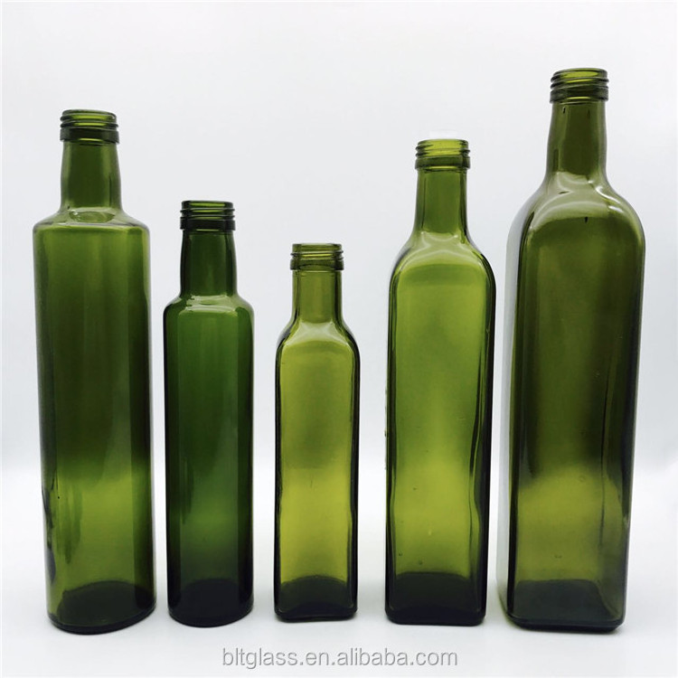 100ml 250ml 500ml 750ml 1L Square Marasca Cooking oil Olive Oil Glass Bottle with metal lid