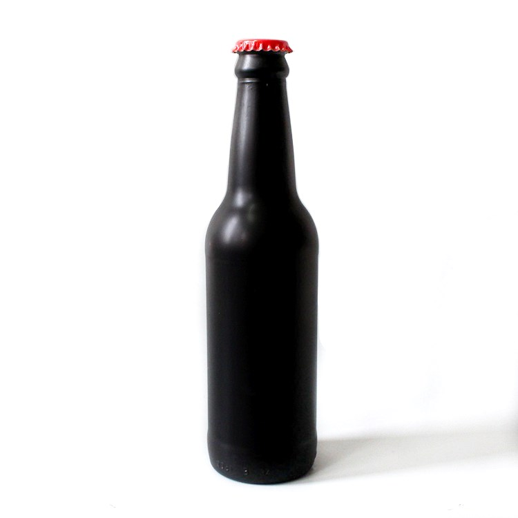 customize matte black 330Ml 33Cl glass bottle for sodas and beer with crown cap