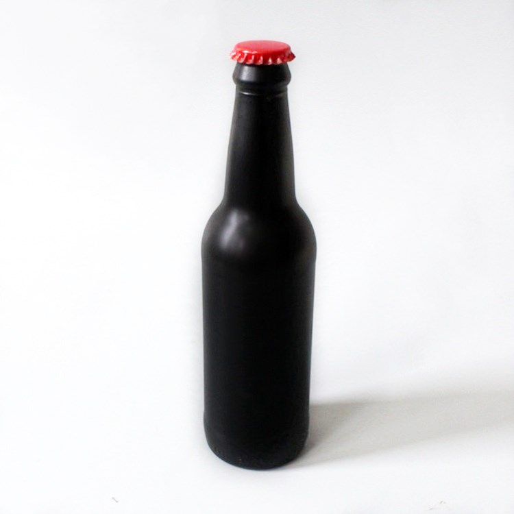 customize matte black 330Ml 33Cl glass bottle for sodas and beer with crown cap