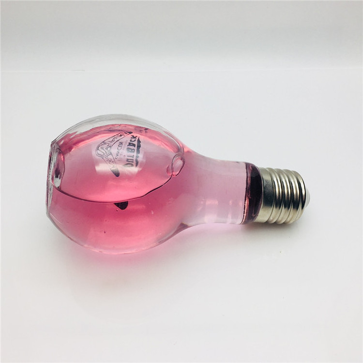 lamp bulb unite shape juice beverage bottle bottom light with plastic stopper and straw lid