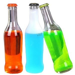 250ml 275ml wholesale cocktail beer glass soda bottles with metal crown cap