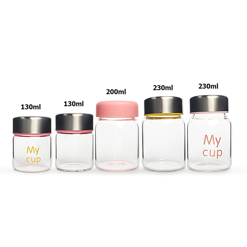 High Borosilicate 200ml Beverage Milk Bottle Coffee Cold Drink Take-away Juice Glass Bottle with Plastic Cap