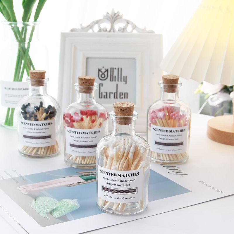 Wholesale Private Logo empty glass jar Luxury Candle Matches jars Long Match Sticks Glass Jar for Matches