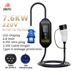 AC 3.7kW Type 2 Electric Car Fast Wholesale Popular 7kw 32a 2 mobile level 2 IP 65 10A 16A adjustable Portable EV Charger