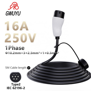 GWUYU Customizable Electric Vehicle Charger Retractor 5M 16A EV Charging Cable Type 2