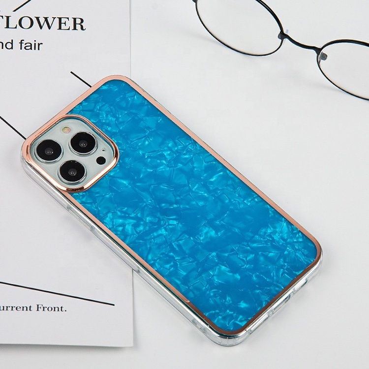 Glitter Conch Pattern Electroplating IDM Customization Clear TPU Luxury Cell Mobile Phone Case For Iphone 11 12 13 14 Pro Max