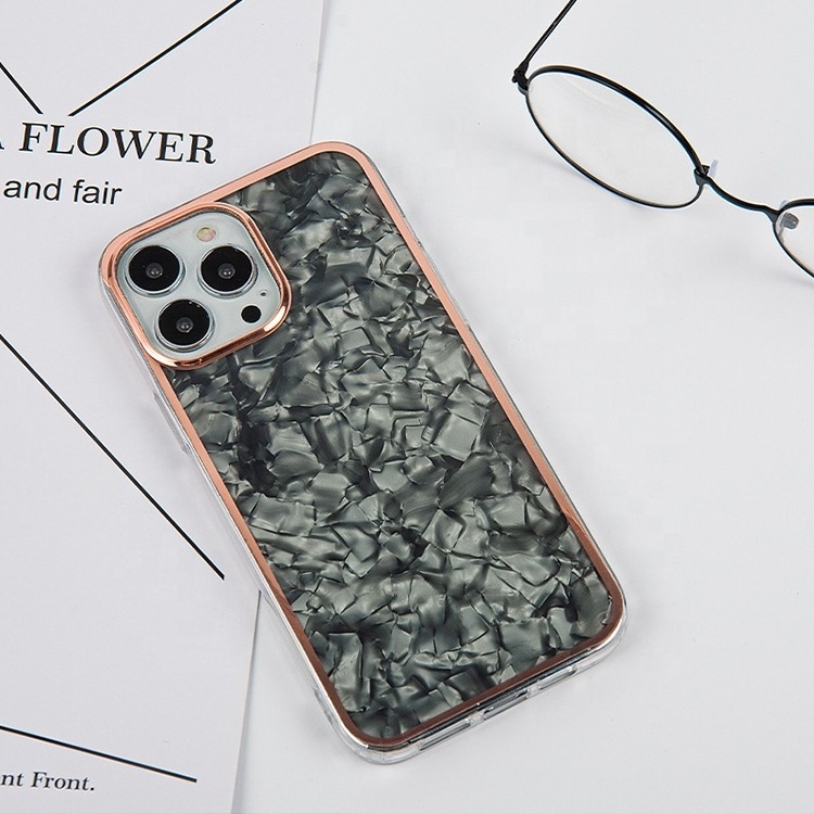 Glitter Conch Pattern Electroplating IDM Customization Clear TPU Luxury Cell Mobile Phone Case For Iphone 11 12 13 14 Pro Max