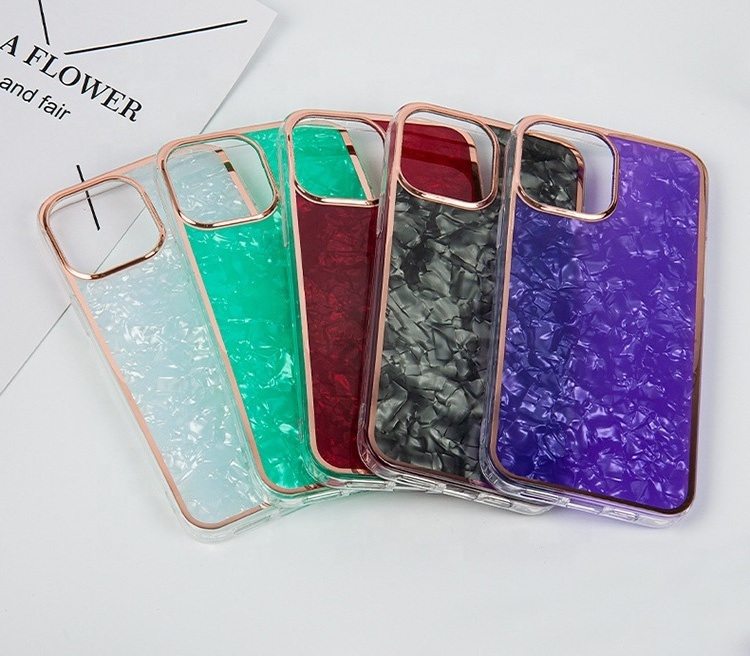 Glitter Conch Pattern Electroplating IDM Customization Clear TPU Luxury Cell Mobile Phone Case For Iphone 11 12 13 14 Pro Max