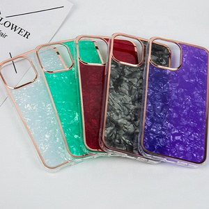 Glitter Conch Pattern Electroplating IDM Customization Clear TPU Luxury Cell Mobile Phone Case For Iphone 11 12 13 14 Pro Max