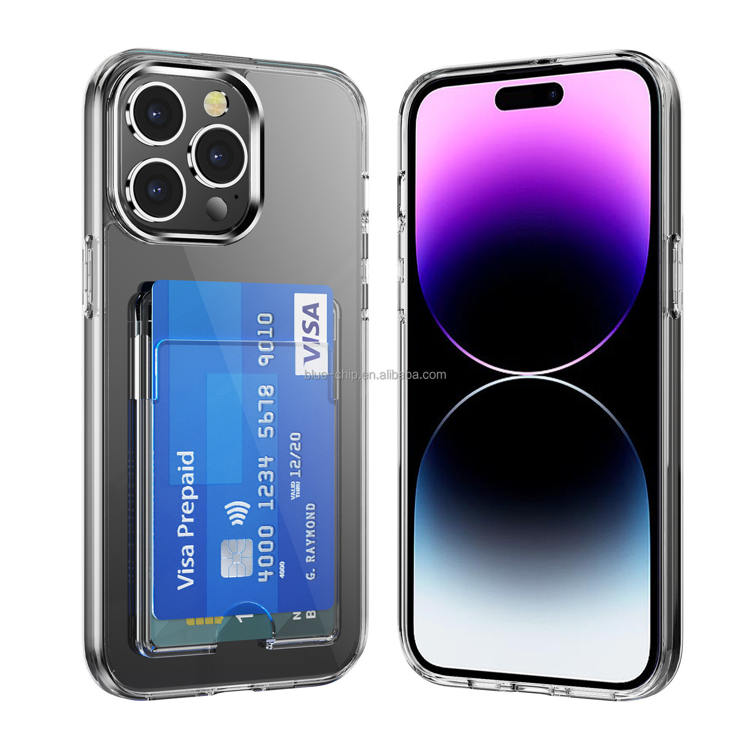 For iPhone 15 Clear Phone Case Card Holder 2 in 1 TPU Hybrid Acrylic Slim Fit Wallet Case with Card Slots For iPhone 15 Pro Max