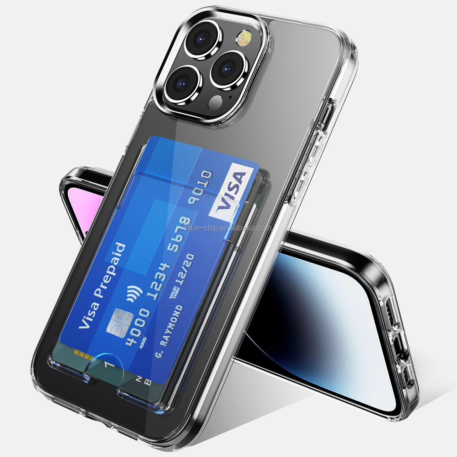 For iPhone 15 Clear Phone Case Card Holder 2 in 1 TPU Hybrid Acrylic Slim Fit Wallet Case with Card Slots For iPhone 15 Pro Max