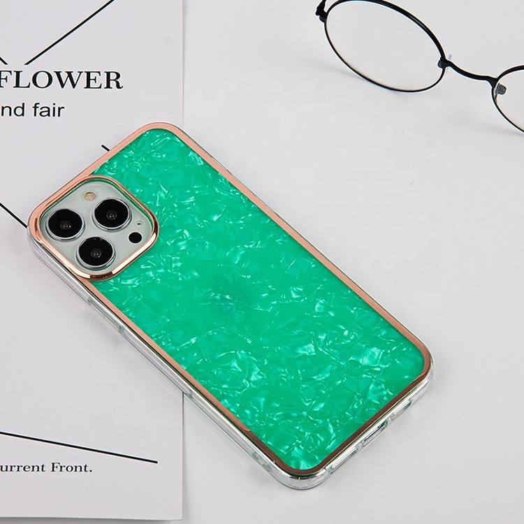 Glitter Conch Pattern Electroplating IDM Customization Clear TPU Luxury Cell Mobile Phone Case For Iphone 11 12 13 14 Pro Max