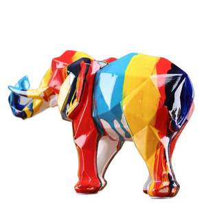 Home Decoration Handcrafted Colorful Resin Elephant Statue Sculpture