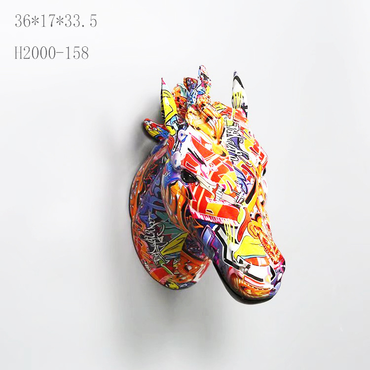 L Abstract Colorful Resin Angel Dancer Statue Sport Man Horse Head Rabbit Elephant Sculpture