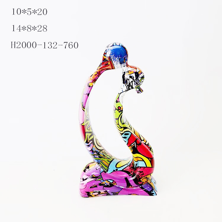 L Abstract Colorful Resin Angel Dancer Statue Sport Man Horse Head Rabbit Elephant Sculpture