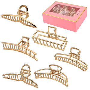 HC247C Custom alloy   fashion Hair accessories big Nonslip gold hair clamps  Large Metal Hair Claw Clips hairgrips for girls