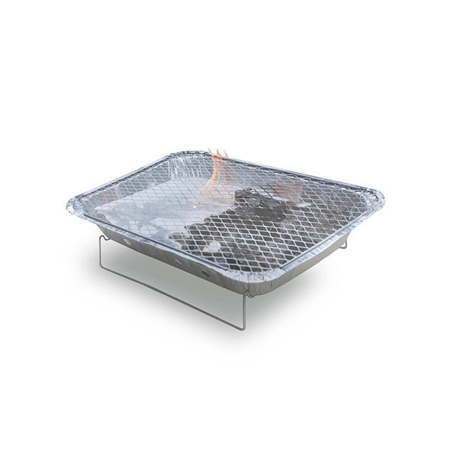 High quality disposable aluminum BBQ tray with natural long lasting coconut shell charcoal briquettes low ash and smoke