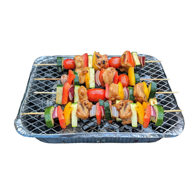 High quality disposable aluminum BBQ tray with natural long lasting coconut shell charcoal briquettes low ash and smoke