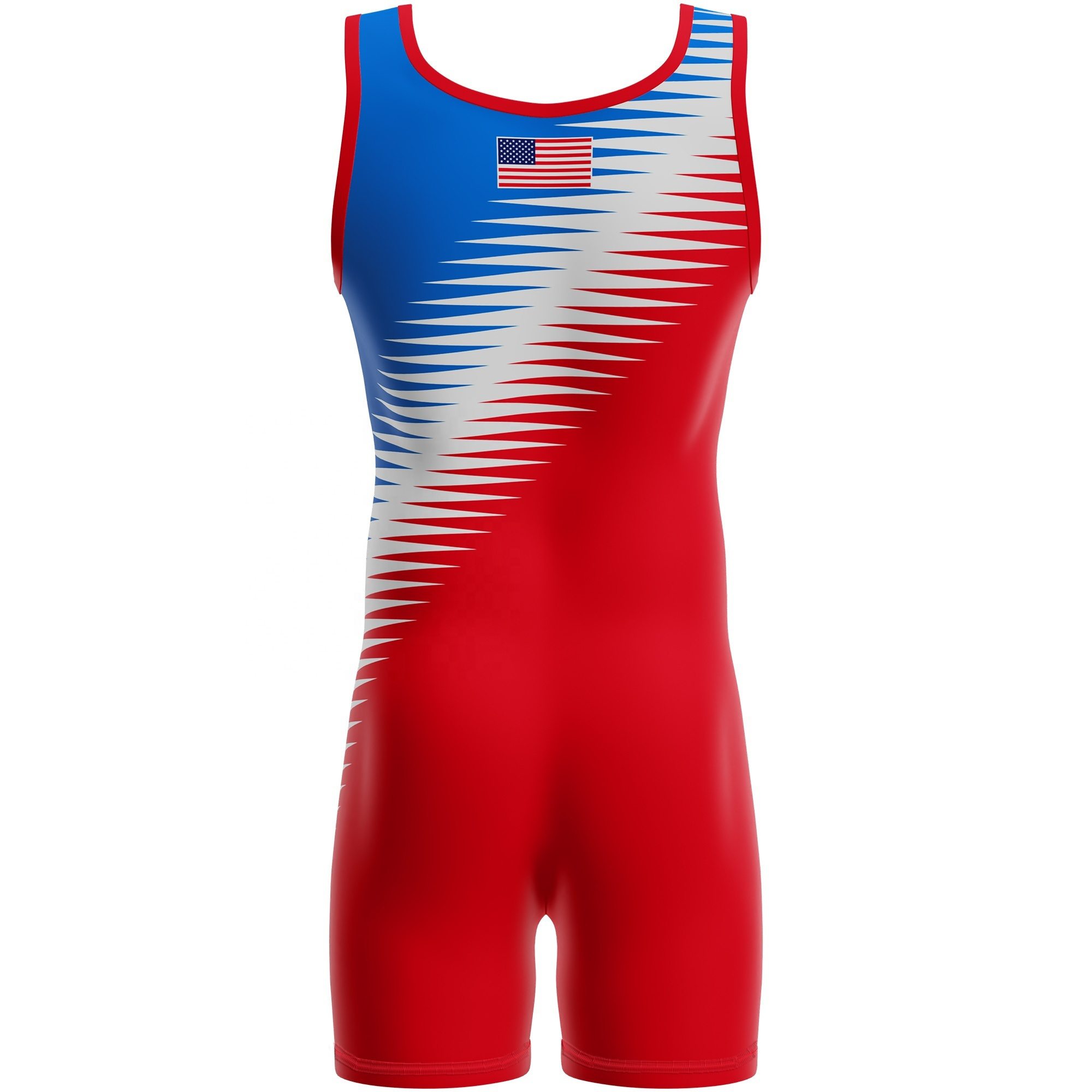 Hot Selling Free Style Premium Pattern 100% Fully Sublimation Usa Wrestling Singlets Unisex