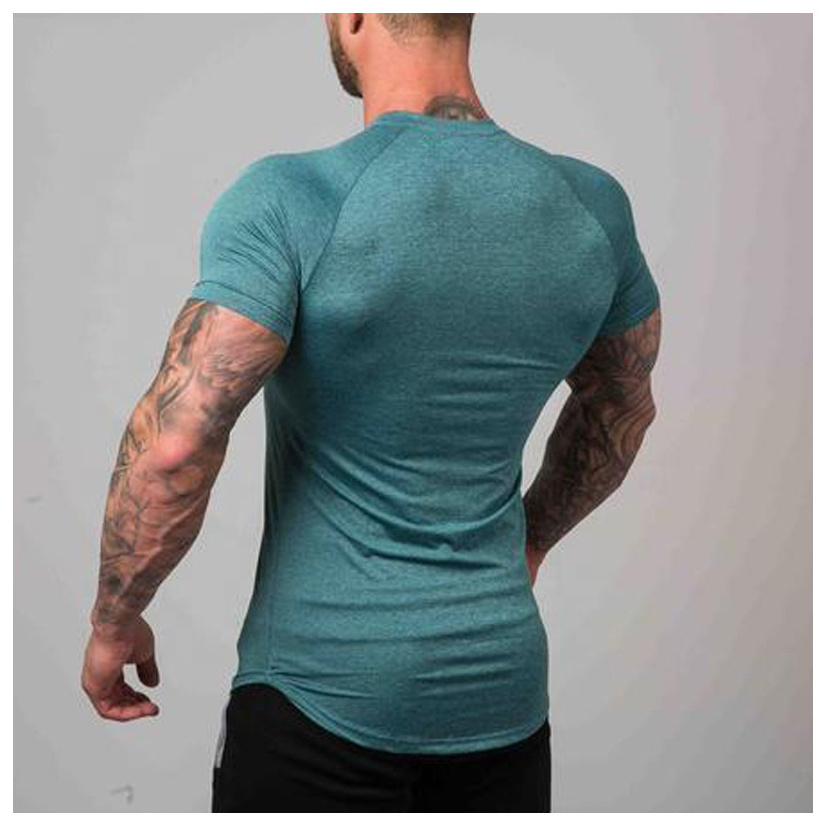 OEM Custom 95 Cotton 5 Spandex Fabric Bodybuilding Active Wear Gym Long T Shirts