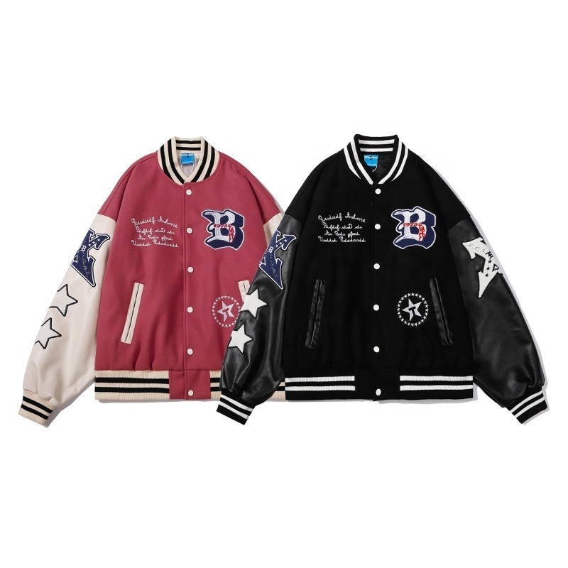 Wholesale Custom Logo Unisex Letterman Jacket Wholesale Chenille Embroidery Baseball Varsity Jacket