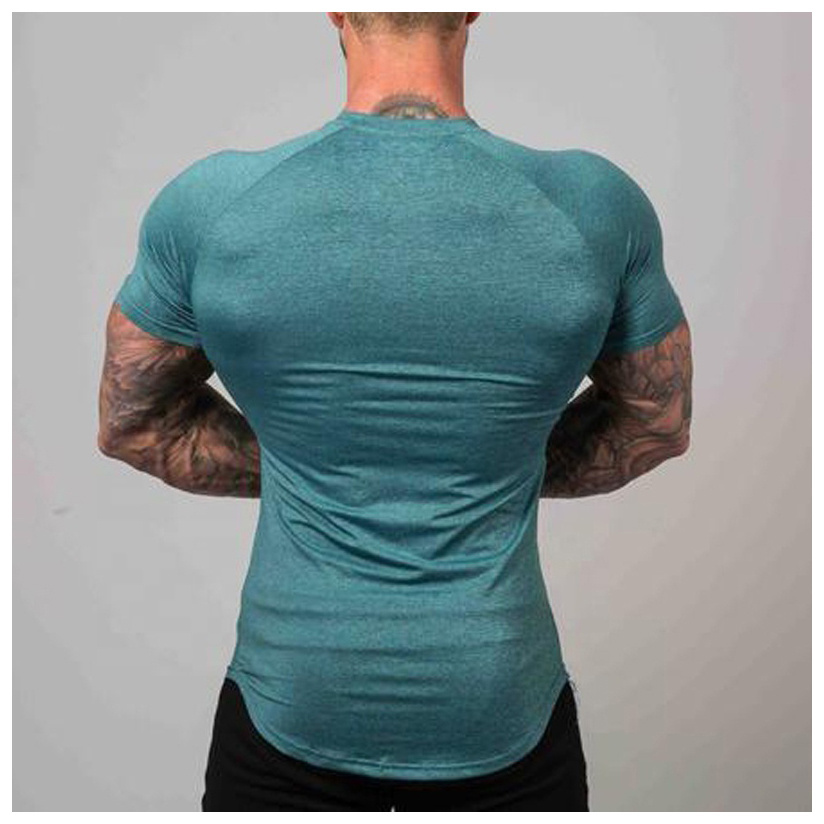 OEM Custom 95 Cotton 5 Spandex Fabric Bodybuilding Active Wear Gym Long T Shirts