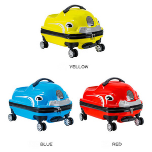 Wholesale boys and girls trolley case cartoon small car suitcase baby can sit in trolley case kids luggage