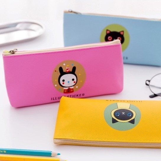 Creative 2023 cute Kitty pen bag PU waterproof student pencil bag school supplies of pencil case