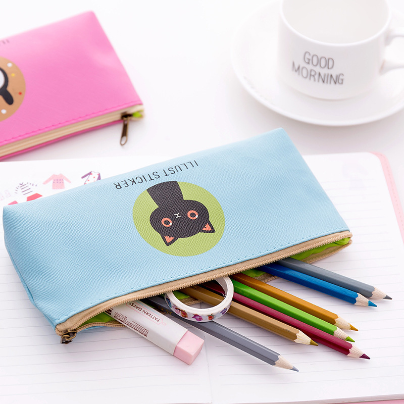 Creative 2023 cute Kitty pen bag PU waterproof student pencil bag school supplies of pencil case