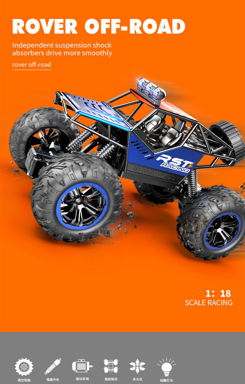 Channels Car 1:18 Remote Control High Speed RC Car Buggy All-terrain Car Remote Control Off-road Alloy Vehicles