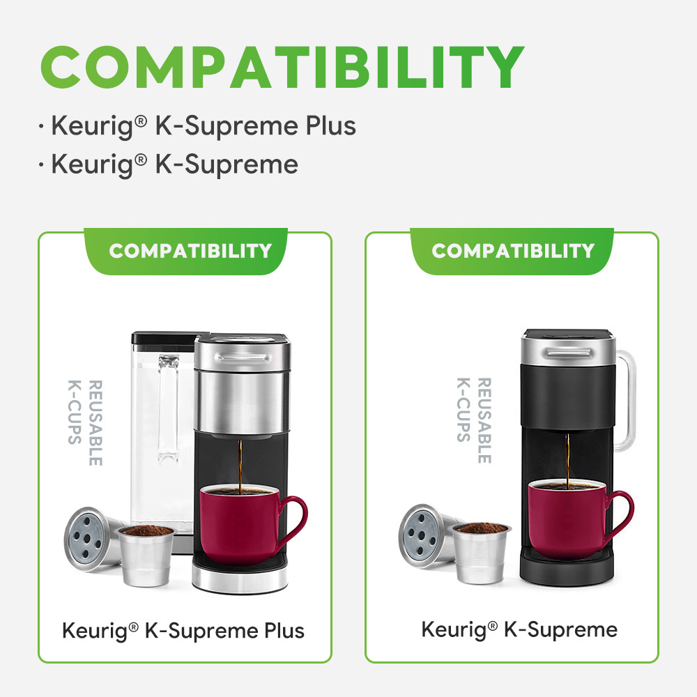 Reusable K Cups Coffee Pod Filters for Keurig 2.0 & 1.0 Single Cup Coffee Makers, Universal Refillable KCups, Keurig filter