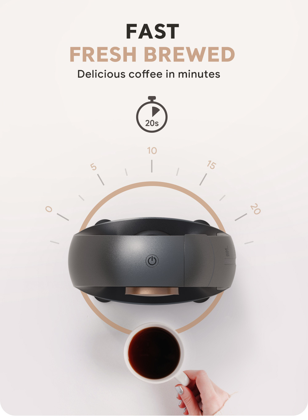 MINI Q portable American coffee maker is silent and vibration-free compatible with K Cup MAKE TEA MORE DELICIOUS BY MINIQ