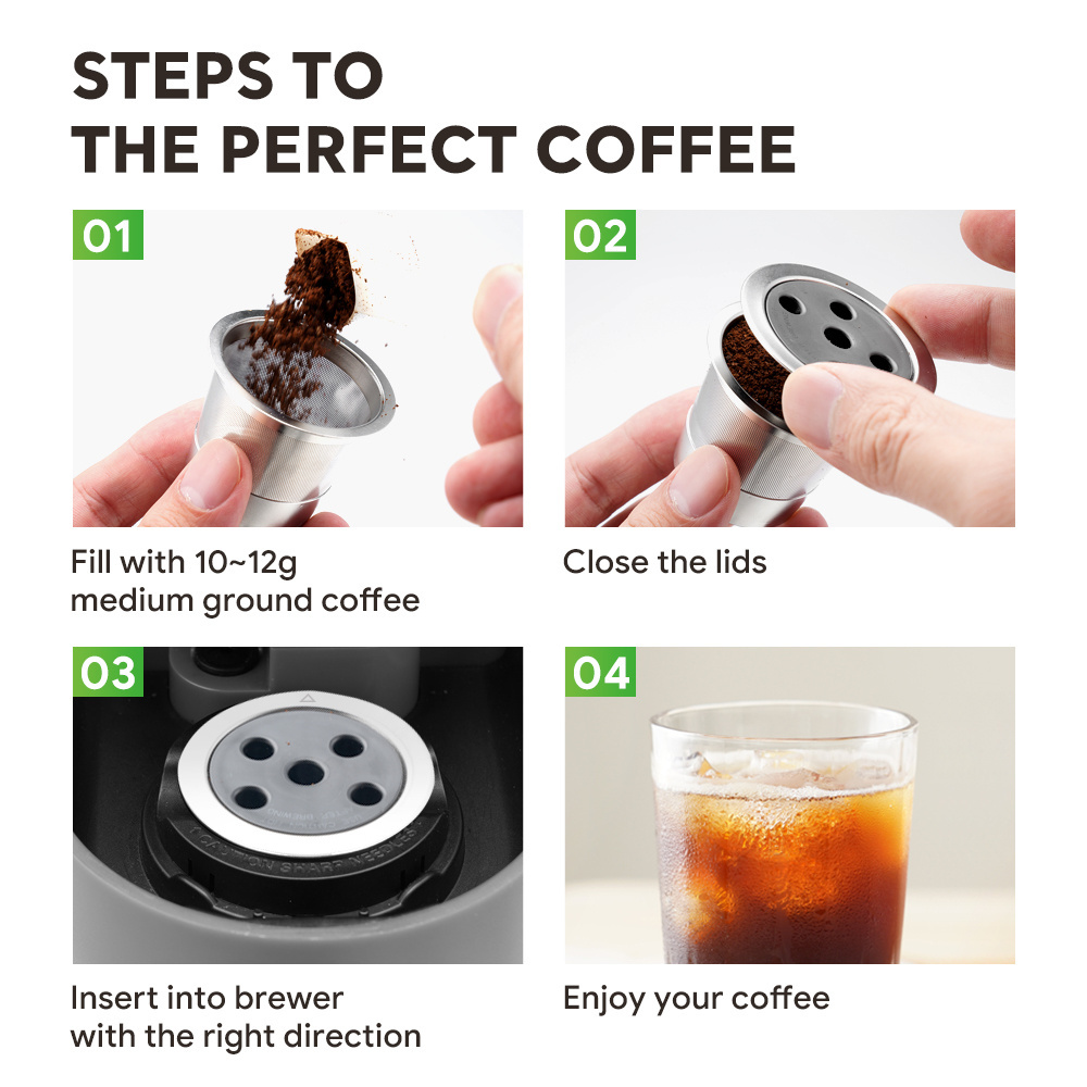 Reusable K Cups Coffee Pod for Keurig 2.0 & 1.0 Single Cup Coffee Makers Universal Refillable K Cups no rust long service life