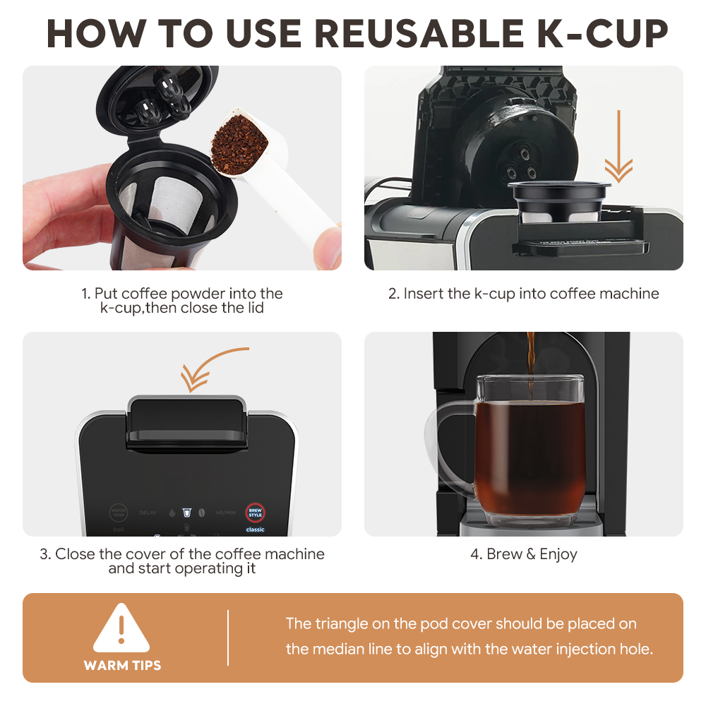 Reusable Coffee K-cup Filter Baskets K-Carafe Coffee Capsules Compatible Keurig