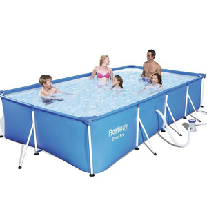 Bestway High quality portable family swim pool 56424 steel frame large volume pool with filter pump