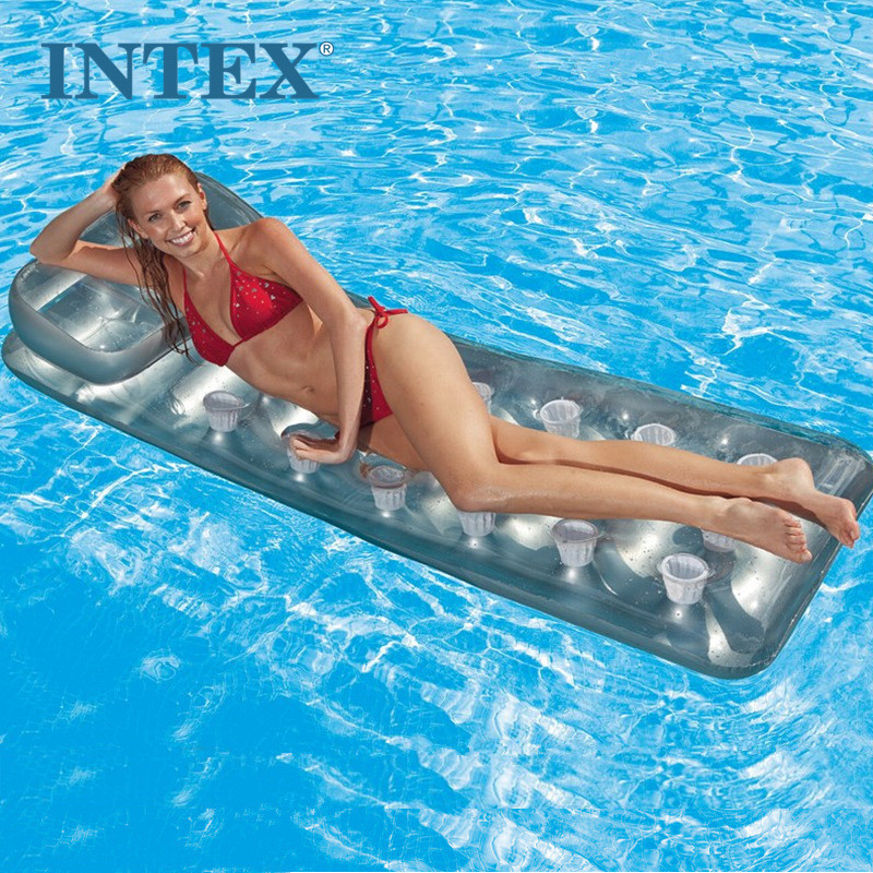 INTEX 58894 Inflatable Swimming Pool Float 18-Pocket Suntanned Mat Floating Platform